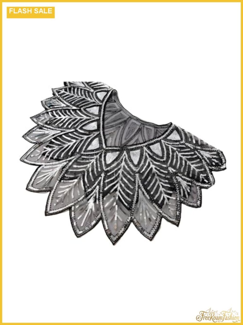Sequins Leaf Lace Flapper Shawl Wraps Vintage Beaded Evening Cape